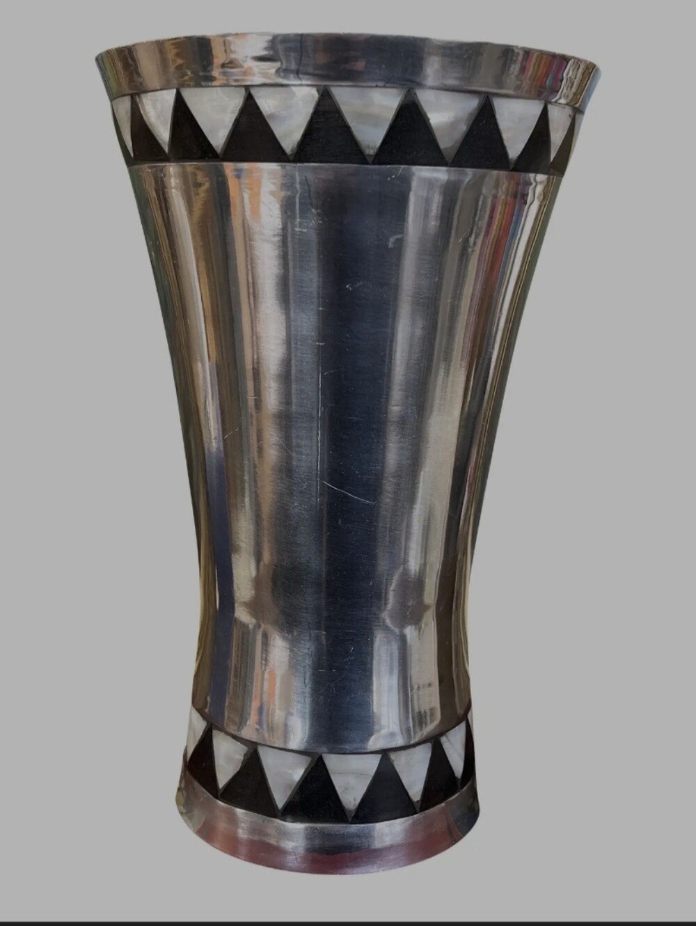 Towle Vintage Handcrafted Silver Metal Vase - Black & Silver Accent